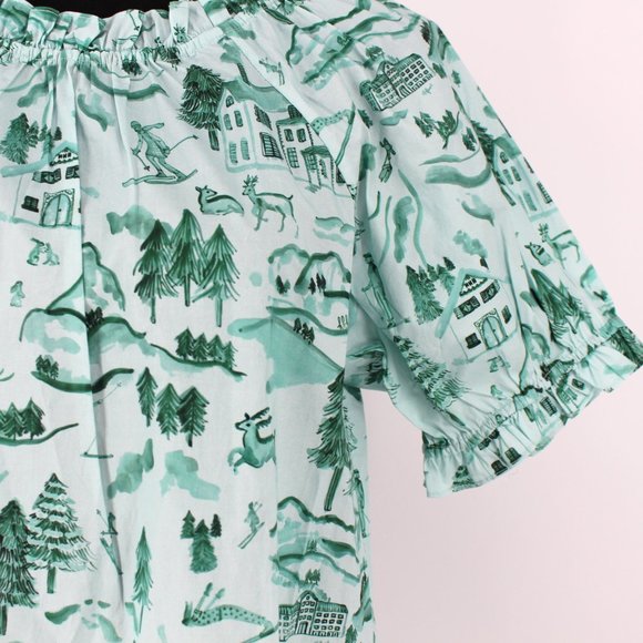 Hill House Home Katherine Nap Dress Ski Chalet Mini Ruffle Trim Green Medium NEW - Picture 5 of 8